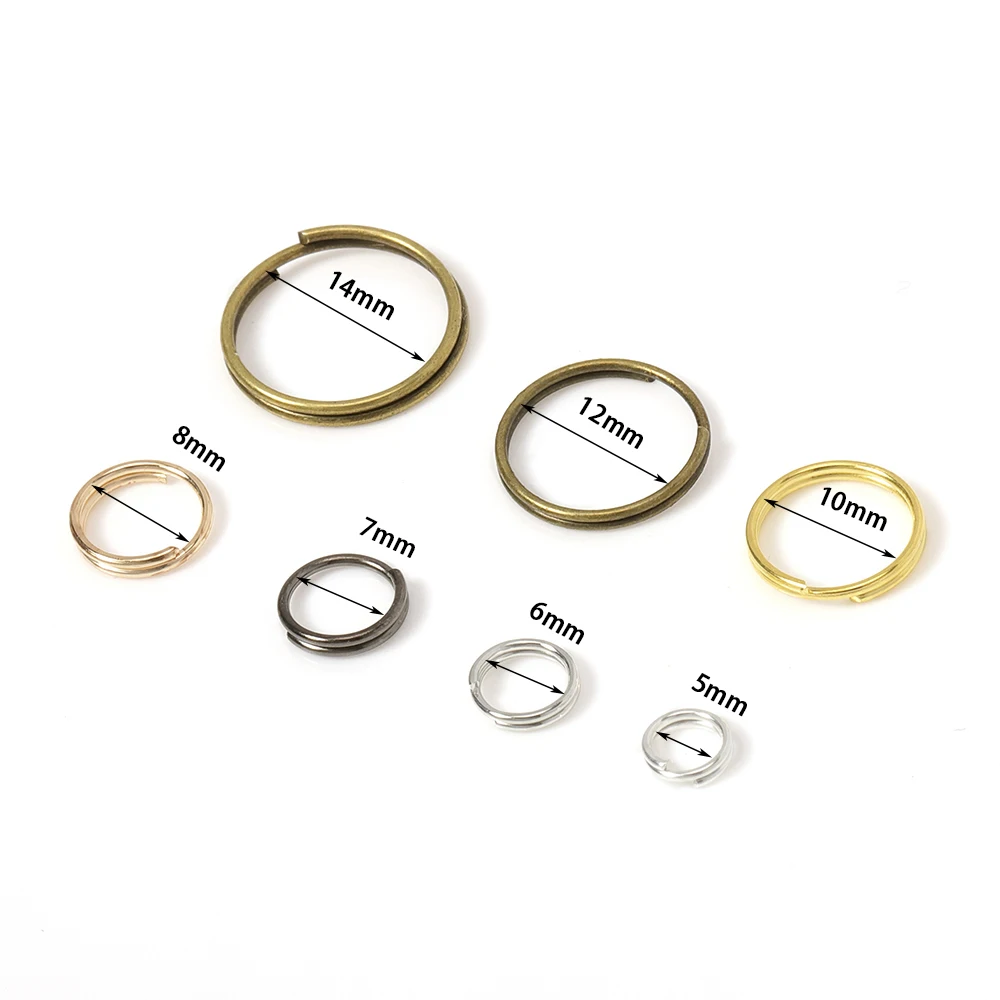 MINGXUAN 200pcs 5-14mm Key Rings Open Jump Split Rings Double Loops Circle Keychain Ring Holder Connectors for Jewelry Making