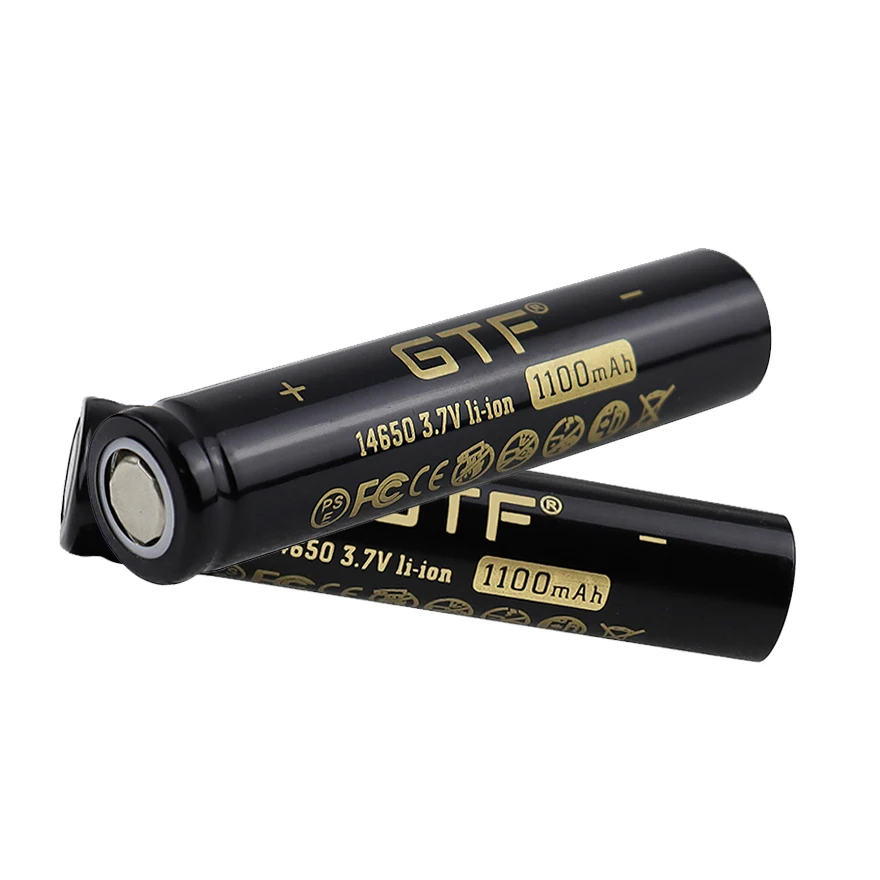 GTF 14650 Battery 1100mah 3.7V 14650 Rechargeable Lithium Batteries for Camera Flashlight LED Torch Power Tools Li-ion Battery