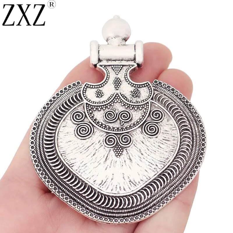 ZXZ 2pcs Tibetan Silver Large Tribal Boho Charms Pendants for Necklace Jewelry Making Accessories