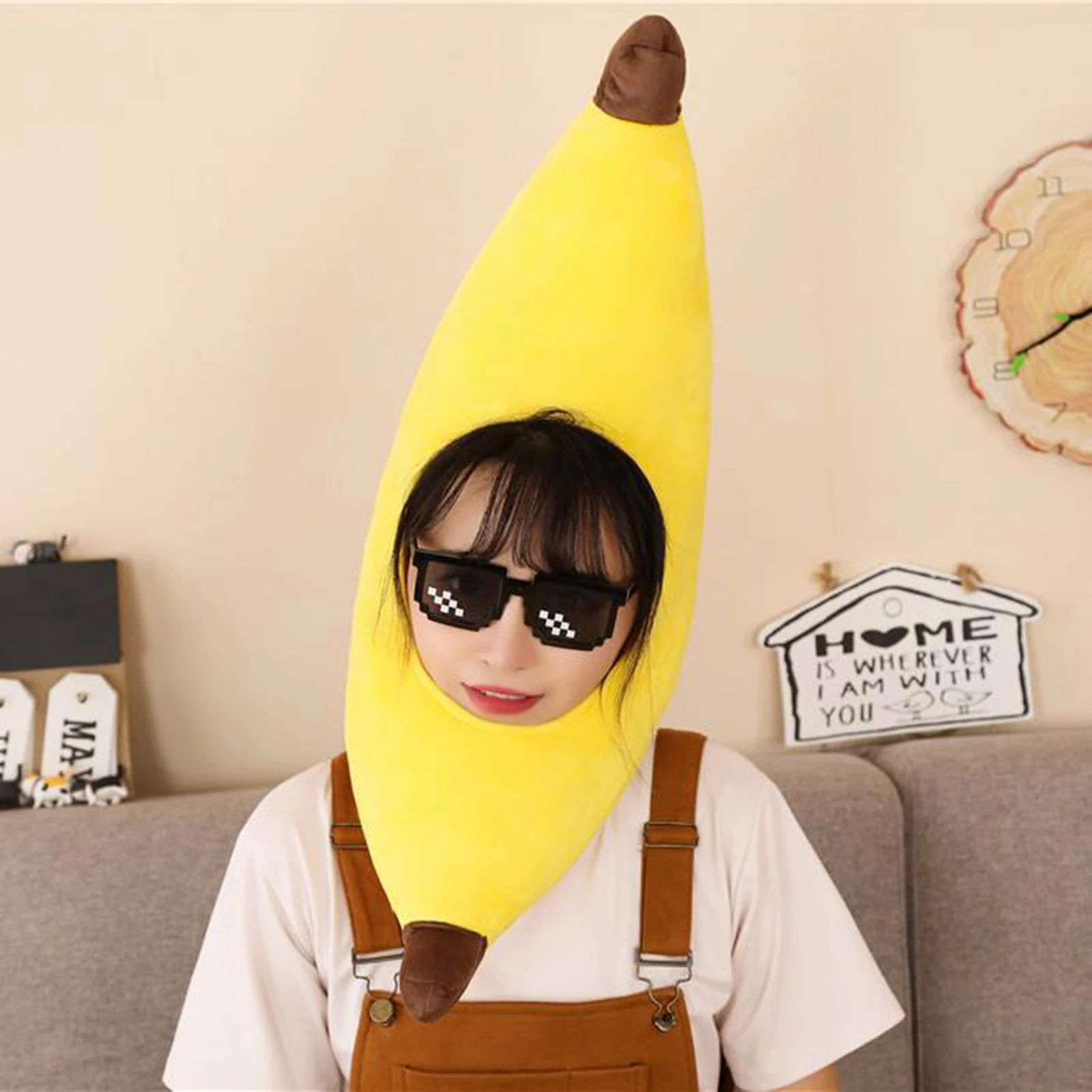 Festival Costume Caps Kids Adult Funny Banana Yellow Hat Halloween Novelty Fancy Dress Accessory Soft Hat Costume Caps Head Top