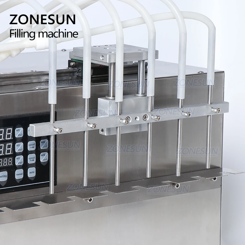 ZONESUN 6 Heads Self-priming Beverage Bag Liquid Filling Machine Digital Control Compact Precise Numerical Pouch Filling Machine