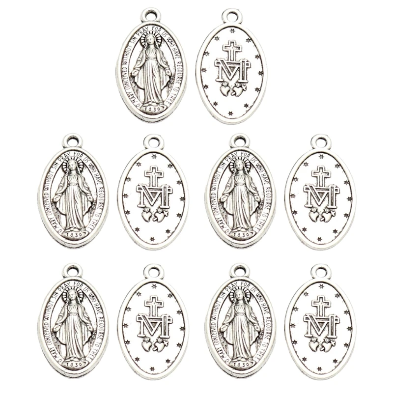 10 Pcs Saint Benedict Medal Necklace Protection Jewelry Fátima Mary's Apparition Double Sided Christian Gift Decoration