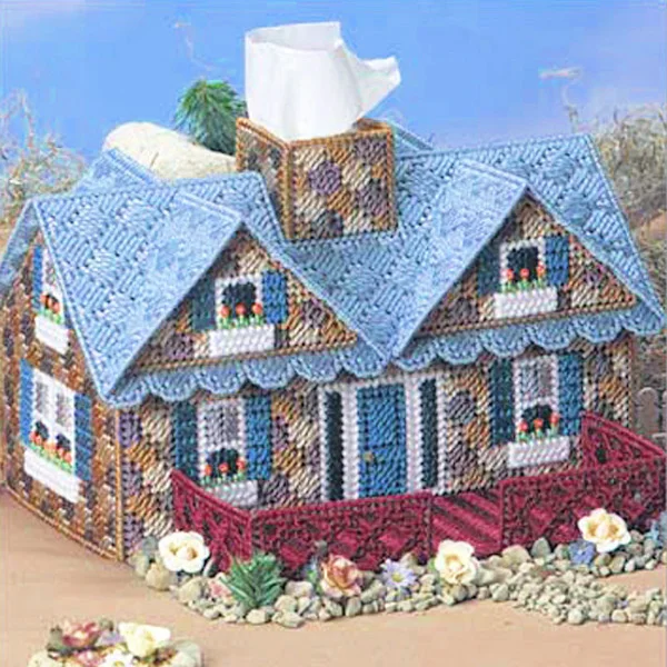 25x21x16cm House home storage tissue box embroidery kit DIY handmade craft set Crocheting knitting needlework supplies