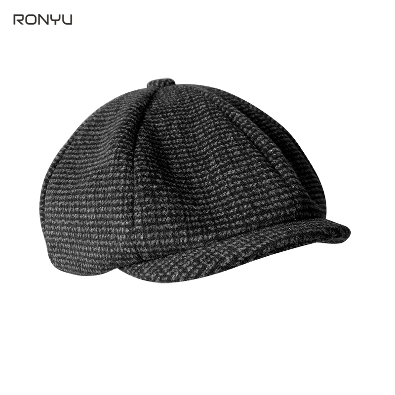 New Winter Caps For Men Black Men\'s Newsboy Hats Vintage Herringbone Octagon Cap Women Berets Gatsby Flat Hat BJM17