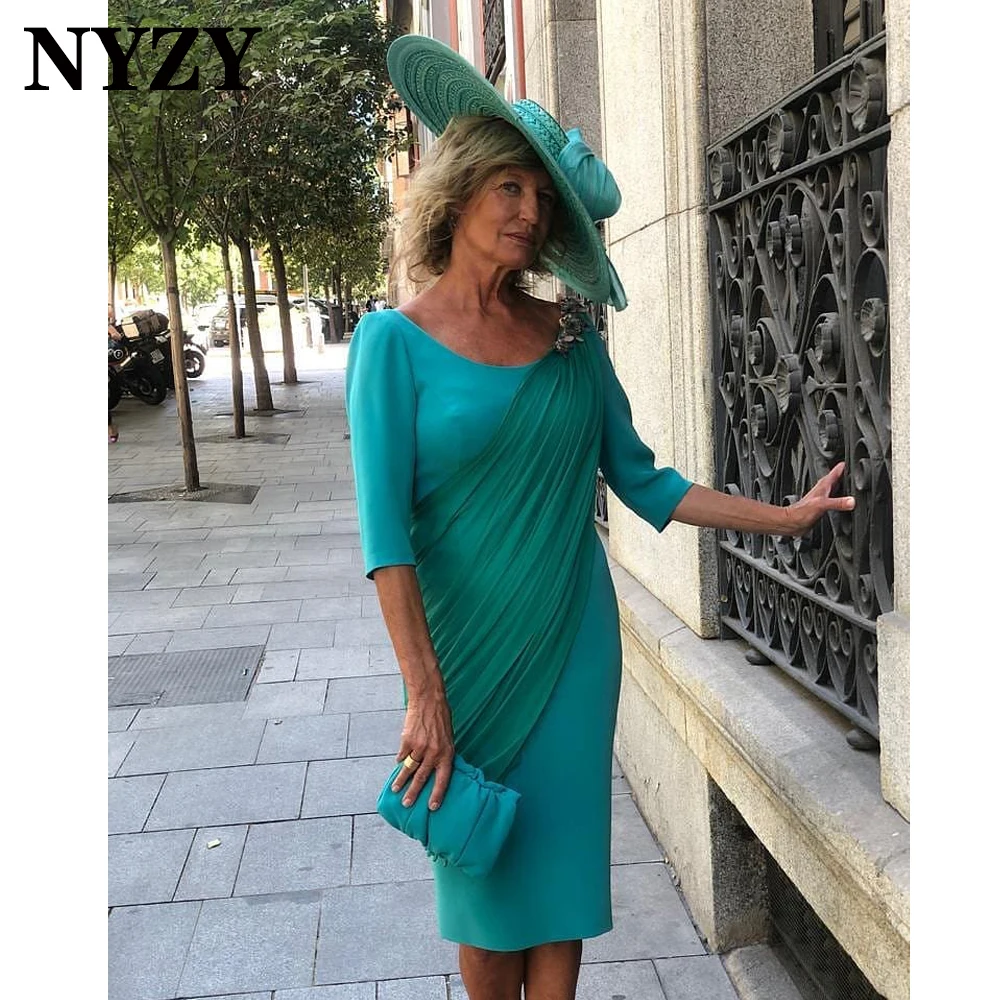 

NYZY M357 Elegant Half Sleeves Sheath Mother of the Bride Dresses Short 2021 Wedding Party Dress Evening Gown Robes de Cocktail