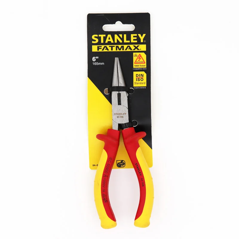 Stanley 1-pcs VDE 1000V Insulated Long Nose Pliers With Cutter 1000 Volt Electrical Hand Tools Electricians Work FatMax