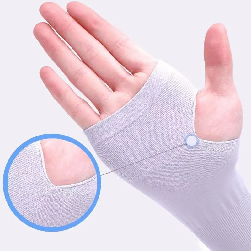 One Pair Sun UV Protection Cooling Ice Sleeve Women Summer Long Fingerless Gloves Unisex Cycling Driving Running Sports Sleeves