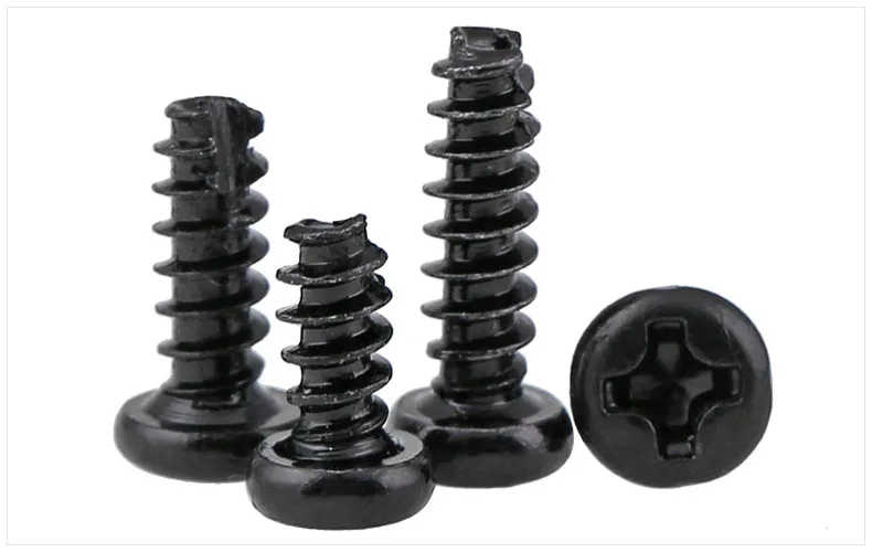 Round head self-tapping screws Cut-off Slotted M2 M2.3 M2.6 M3 M3*10mm screws black PT screws