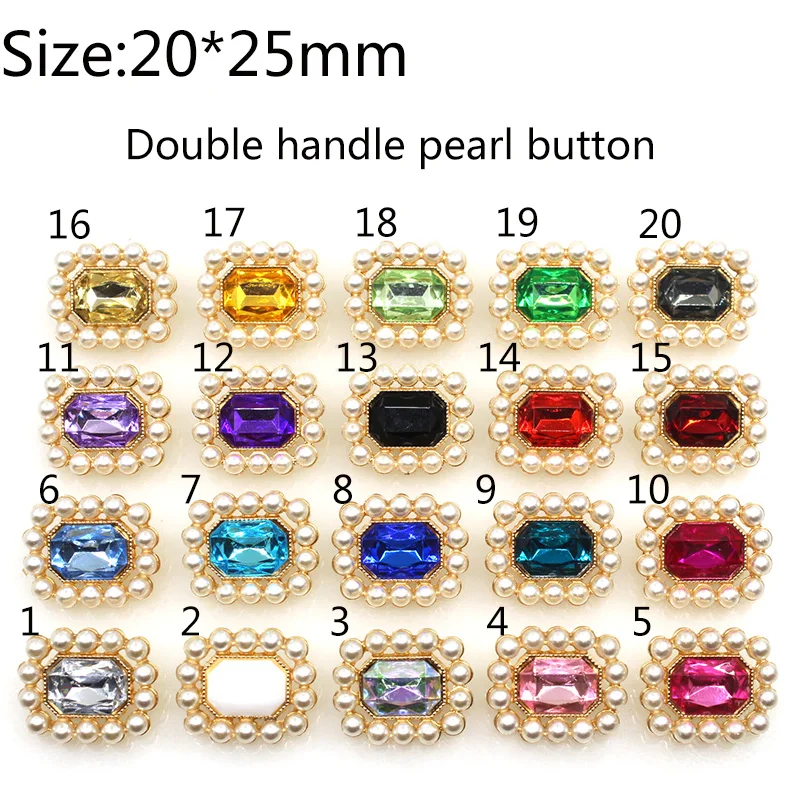 Double Handle Button Pearl Alloy Decorative Material, Sewing Design, Holiday Decoration Button, 20x25mm, New Fashion, 5Pcs, Set