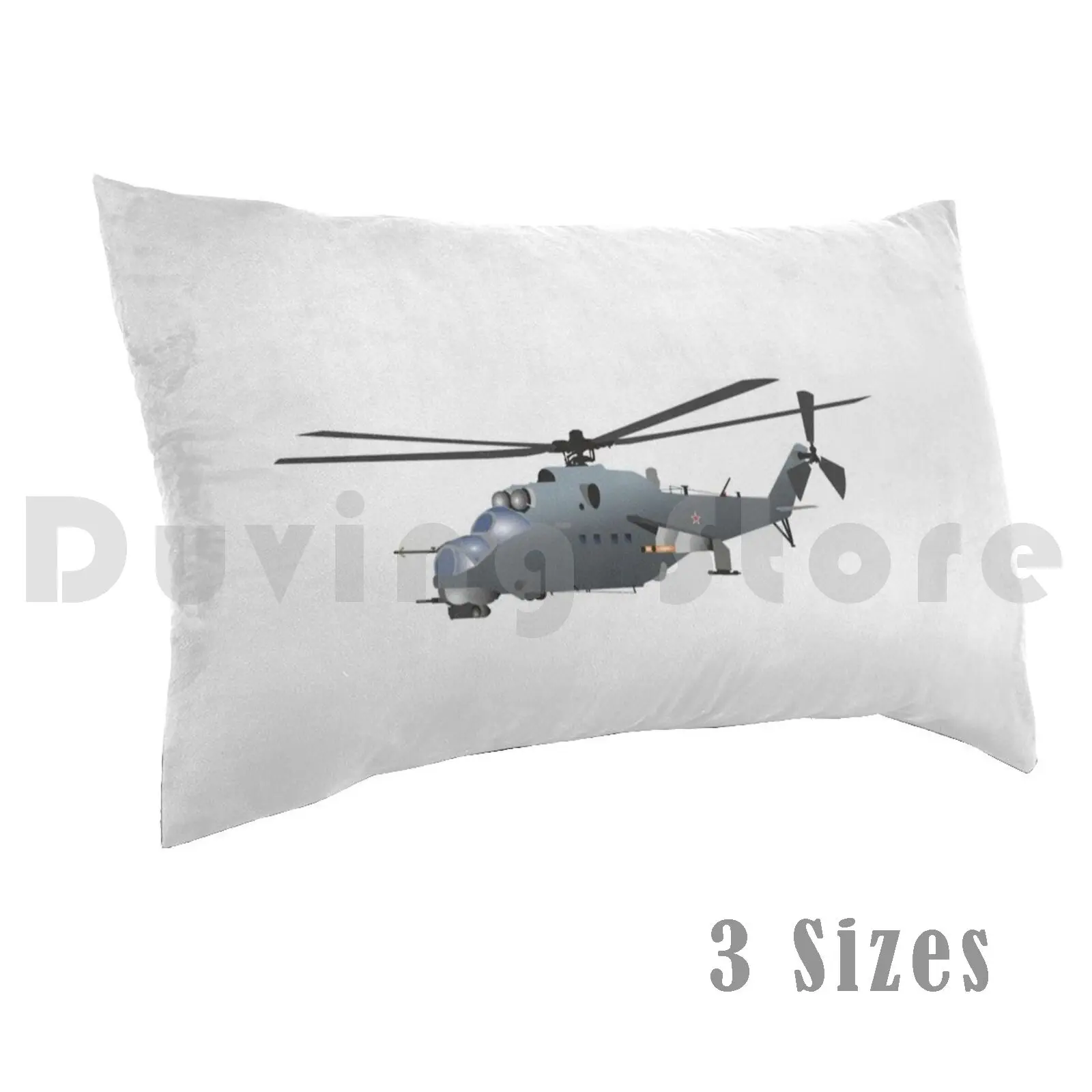 Russian Attack Helicopter Mi-24 Pillow Case Printed 35x50 Army Military War Russian Soviet Helicopter Heli Vector