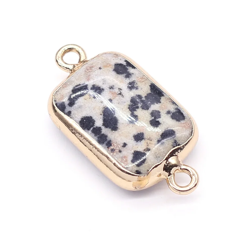 Natural Stone Two-hole connector Exquisite Charms Rectangle Pendant For Jewelry Making DIY Necklace Bracelet Accessory