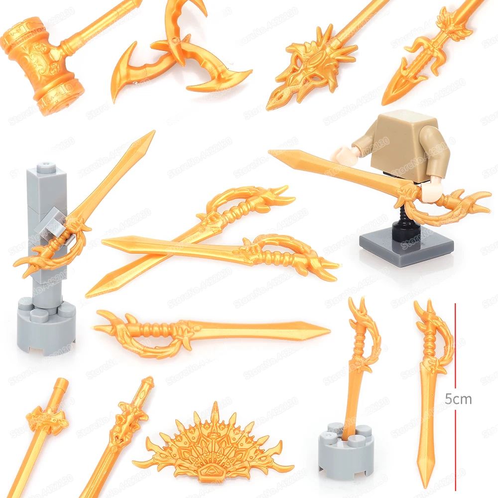 Seraph Gold Angel Sword Weapons Building Block Moc Soul Master Figures Soul Skills Angel Body Model Child Christmas Gift Boy Toy