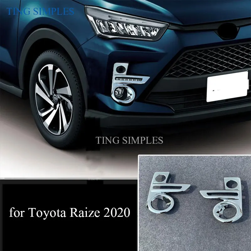 ABS Chrome Front Fog Light Lamp Foglight Decor Cover Trim Molding for Toyota Raize 2020 accessories car styling