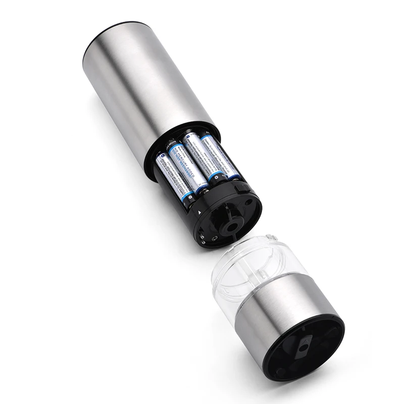 เครื่องบดพริกไทยและเกลือไฟฟ้าอัตโนมัติมีไฟ LED 5โหมดเครื่องบดเมล็ดพืชเครื่องลายคราม