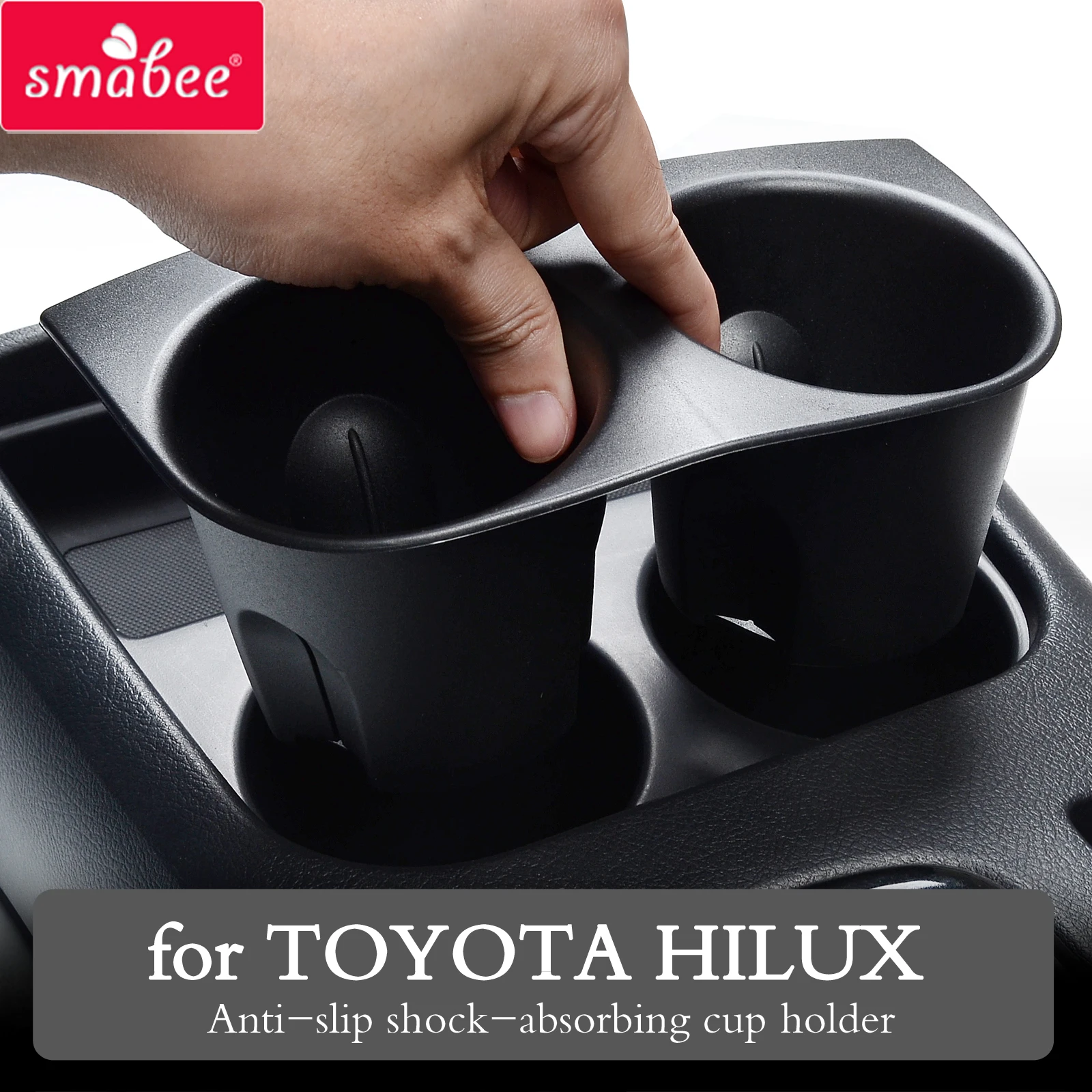 Smabee Anti-Slip Shock-absorbing Cup Holder for Toyota Hilux SR5 4x4 2015 - 2022 REVO Accessories Central Control Storage Box