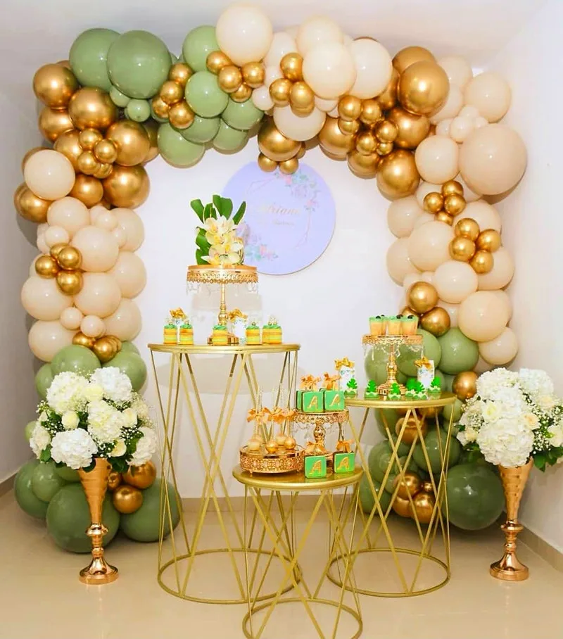 136pcs Avocado Green  Balloon  Garland Arch Kit Retro Color Balloon Set Wedding Birthday Party Decorations Baby Shower Helium