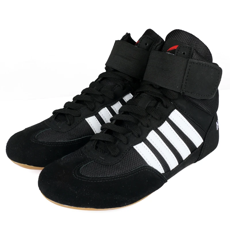 Sinobudo unisex sapatos de wrestling para homens sapatos de treinamento sola de borracha rendas até botas tênis profissional s003