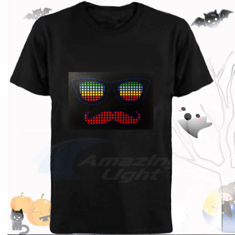 Amazing Light Sound Activated Light Up Rave Shirt for Bar Rock Disco With DC3V Inverter