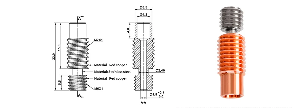 3D Drucker Teile E3d HT-V6 Hotend Titan Legierung Düse Effiziente Wärme Ableitung Hohe Präzision Extrusion Kopf J-kopf Extruder – Detail 7