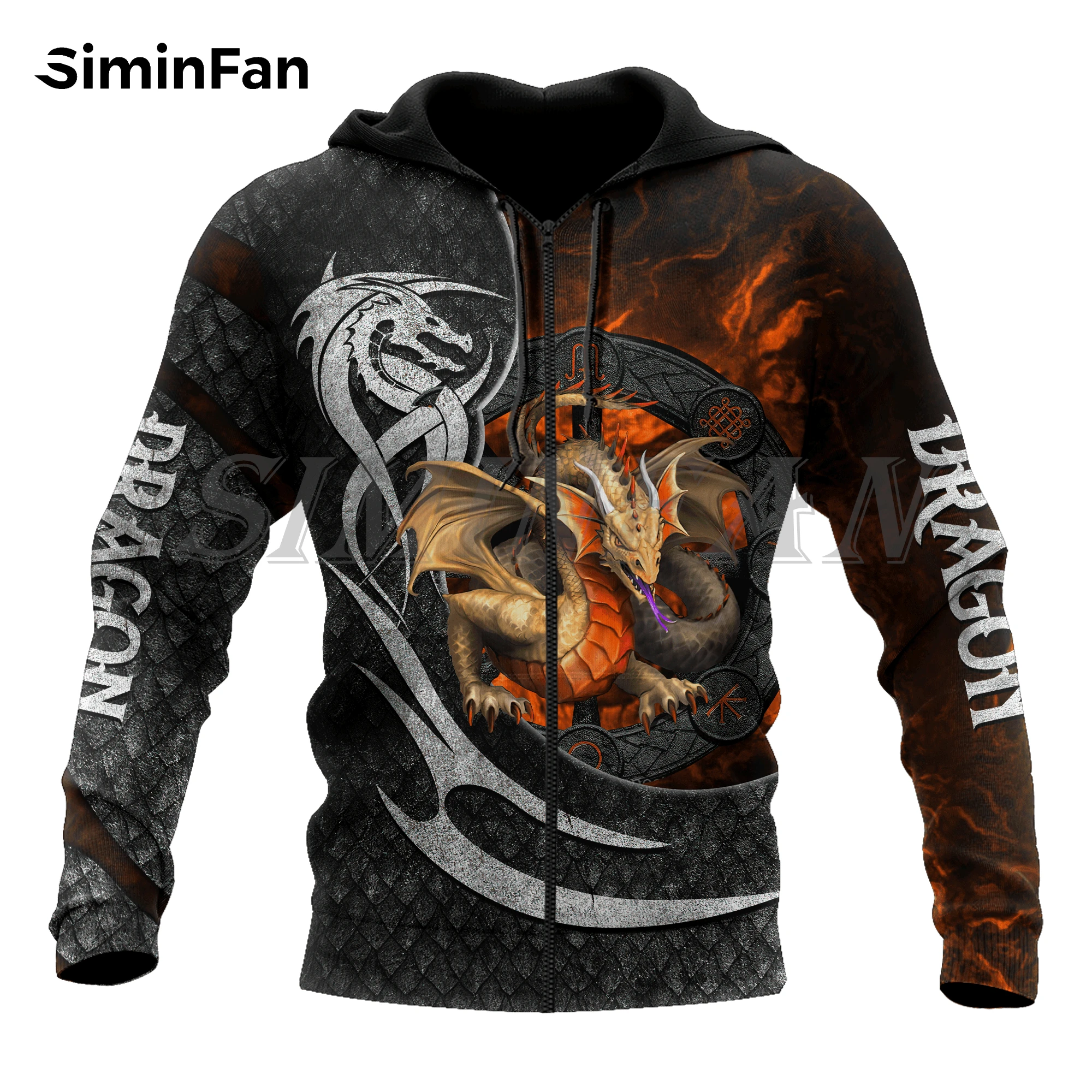 Warrior Dragon Tattoo 3D Printed Mens Hoodies Harajuku Pullover Unisex Punk Style Sweatshirt Jacket HipHop Women Streetwear H29