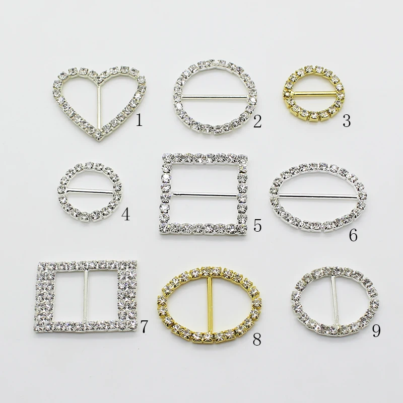 ZMASEY Mix Size Rhinestones Shoe Buckles 10Pcs/Lot Handwork Sewing Ribbon Wedding Decoration Card Holiday Party Accessories