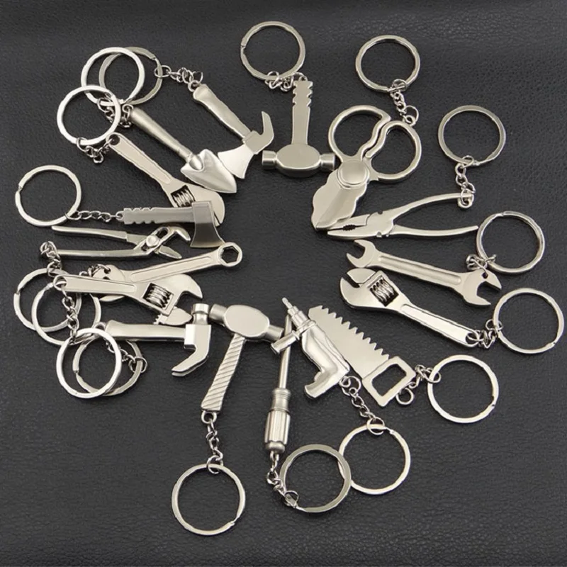 Dad Gift Pliers Spanner Hammer Saw Axe Wrench Drill Scissors Mini Caliper Tools Keychains Small Vernier Caliper Key Chains