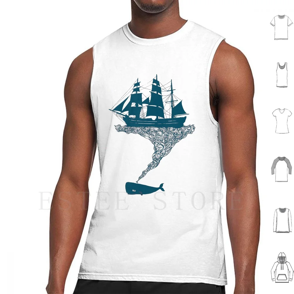 Exhaling Flotsam Tank Tops Vest Cotton Sea Blue Whale Ship Fluid Tall Flotsam Exhale Popular100 For Husband