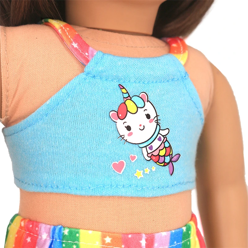 18 Inch Doll Clothes Doll Camisole Summer 43cm Doll Rainbow Flared Pants  for American Girl Dolls Bikini  Furniture for Dolls