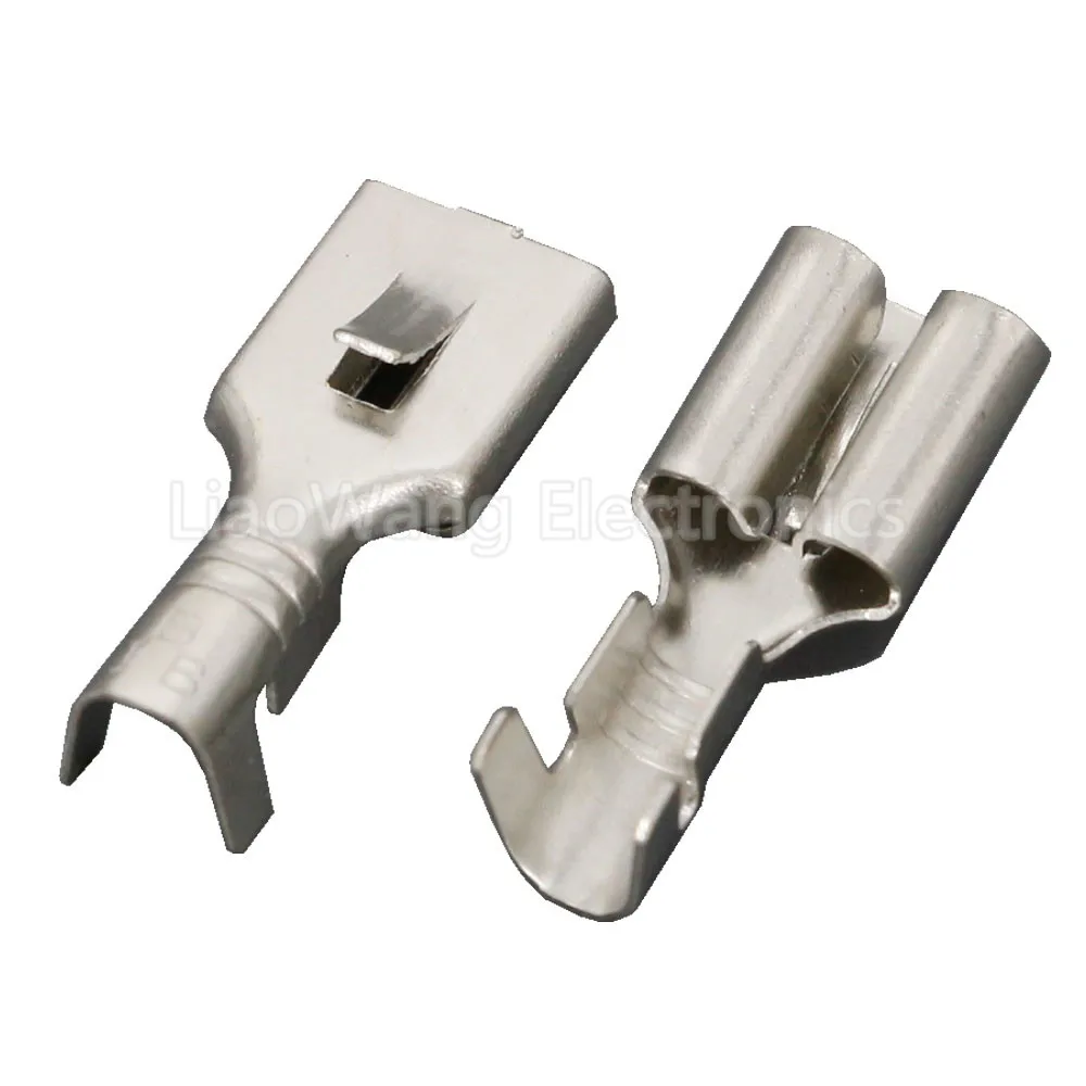 100/50 PCS 6,3 Serie 0,4 Thic Messing Verzinnt Weibliche Crimp Terminal Messing Draht Stecker Für Auto Relais DJ623-E6.3C – Detail 2