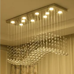 Luxury K9 crystal chandelier Living room Bedroom Kitchen hanging light fixtures Rectangular High-end dining table Pendant Light