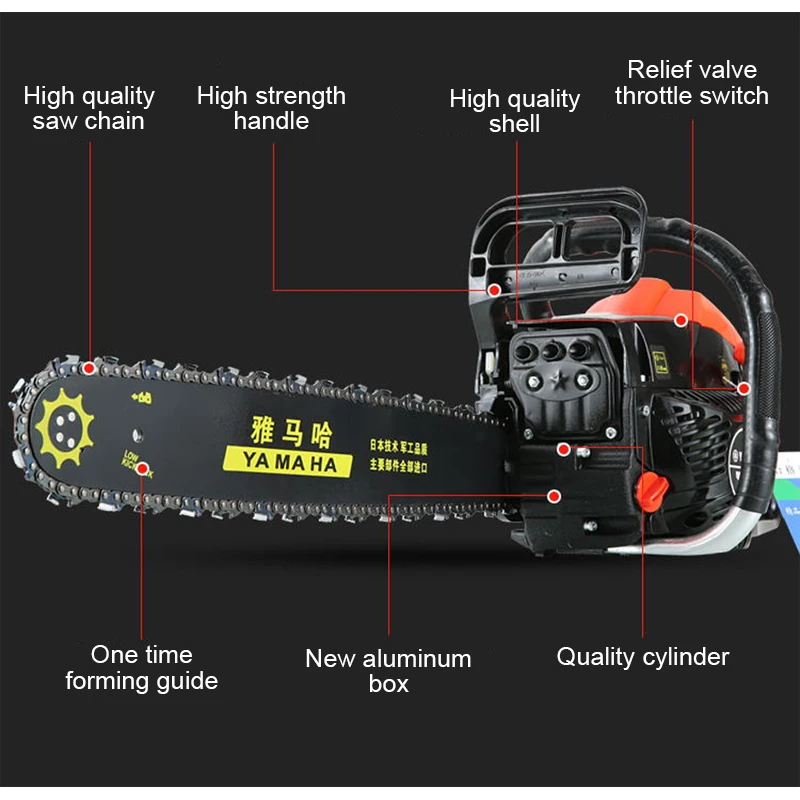 Professional Gasoline Sawing Wood Sawing Gasoline Electric Sawing Chain Sawing Tree Cutting Machine 4000W High Power