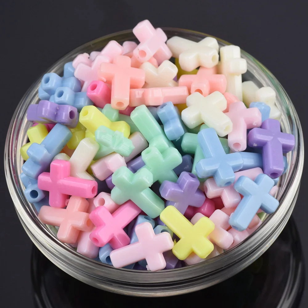 16x12mm Cross Shape Opaque Acrylic Plastic Loose Spacer Beads Wholesale Lot for Jewelry Making DIY Findings