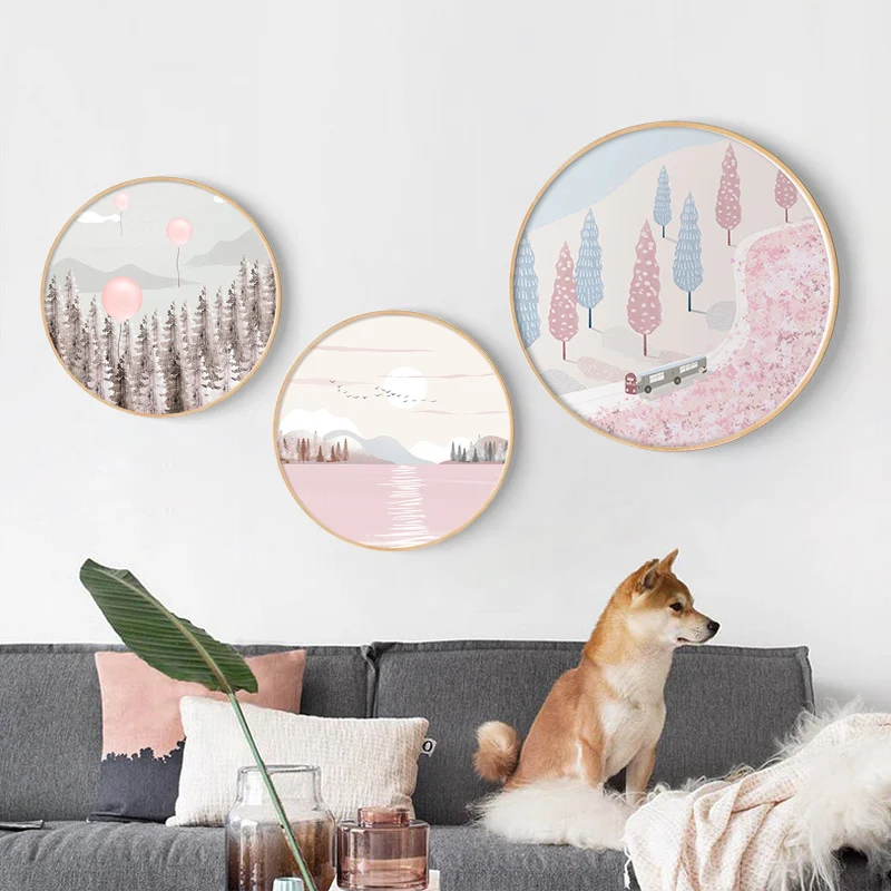 

EECAMAIL 2020 New Diamond Painting DIY Full Diamond Embroidery Nordic Pink Girl Landscape Home Decoration Painting No Frame