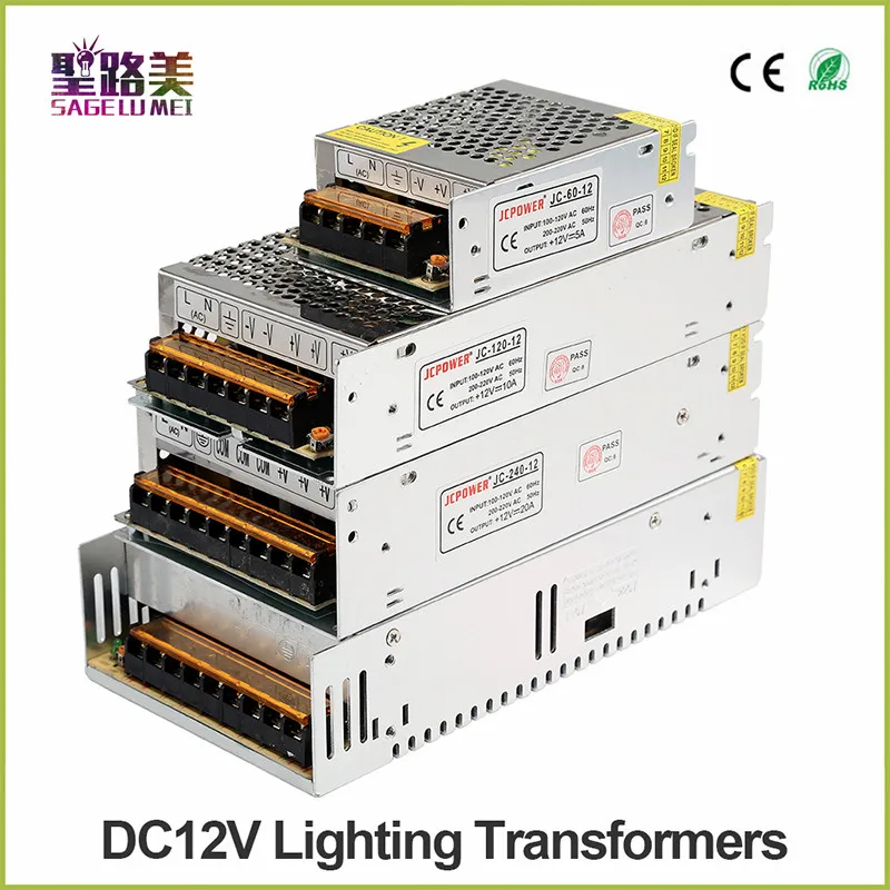 AC110V 220V a 12V 5V 24V 36V 48V 1A 3A 5A 6A 10A 15A 20A 30A 40A 50A 60A pantalla LED transformador cargador DC fuente de alimentación LED