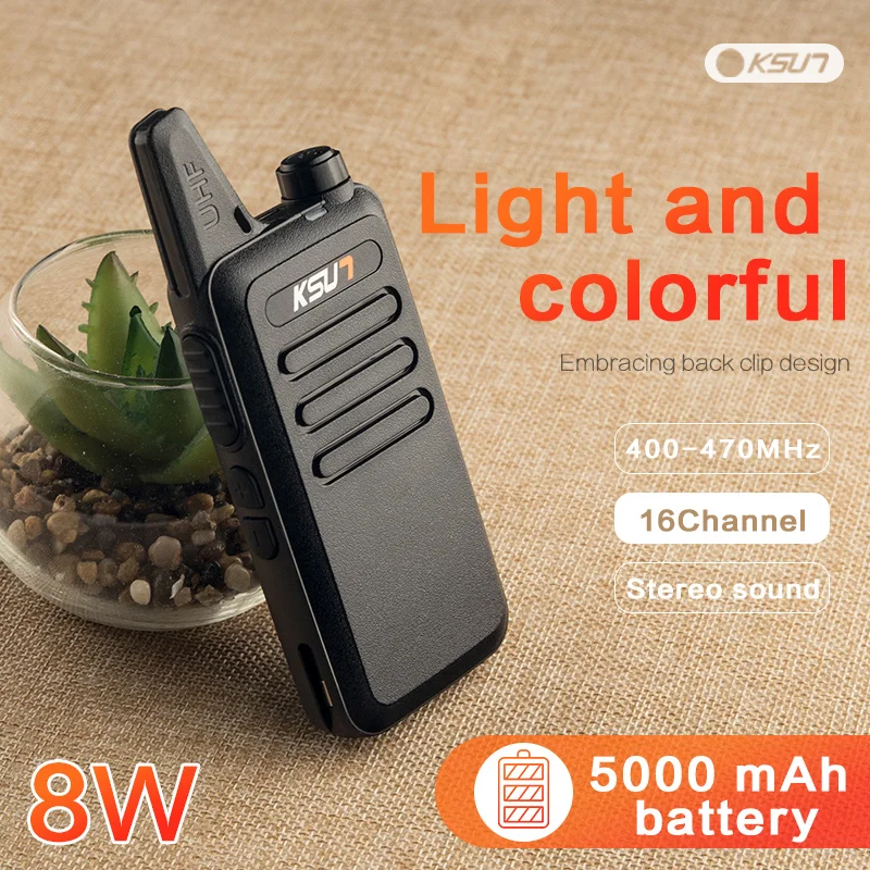 2pcs/lot KSUN Mini Walkie Talkie Two-way radio Set UHF 400-470MHz 16CH walkie-talkie Radio
