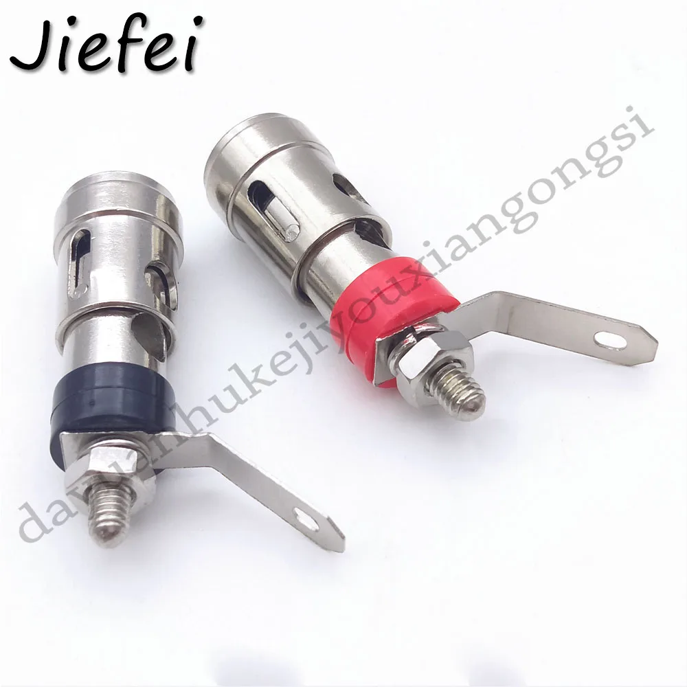 2Pcs New Nickel Plated 2mm/4mm L Banana Audio Plug Jack Socket Connector Amplifier Terminal Spring Loaded Binding Post