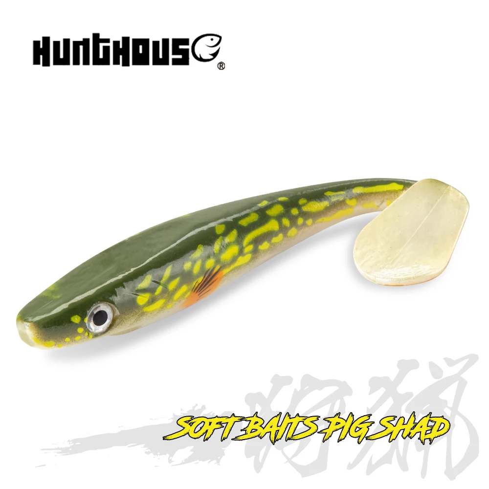 Hunthouse pique isca de pesca porco shad 120mm/150mm/20cm 50g pintura impressão paddle cauda shad silicone souple leurre natural almiscarado