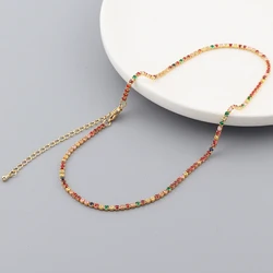 AAA Cubic Zirconia Tennis Choker Necklaces For Women Collier Rainbow Crystal Luxury Bling Bling Clavicle Chain Necklaces Jewelry