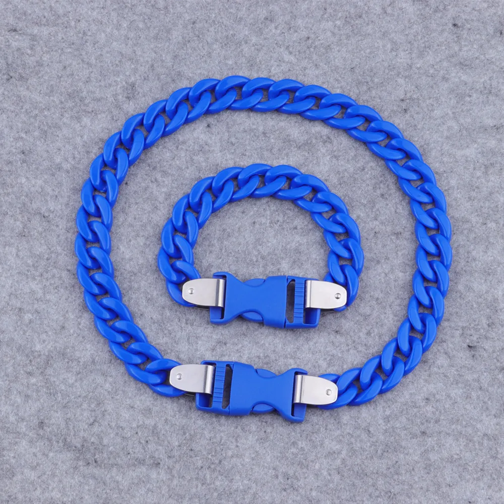 FishSheep Acrylic Chunky Cuban Chain Necklace for Men Women Statement Wide Curb Link Padlock Necklace 2024 Fashion Jewelry