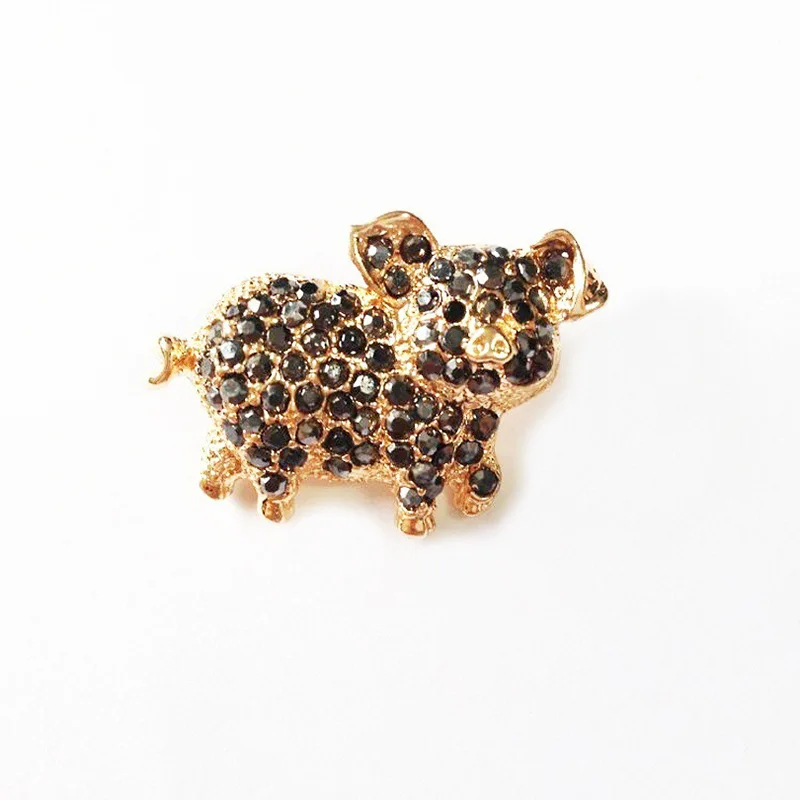 2020 Pink Pig Animal Brooches For Women Rhinestone Cute Pins Shinny Crystal Brooches For Girls Dress Brooch Pins Jewelry