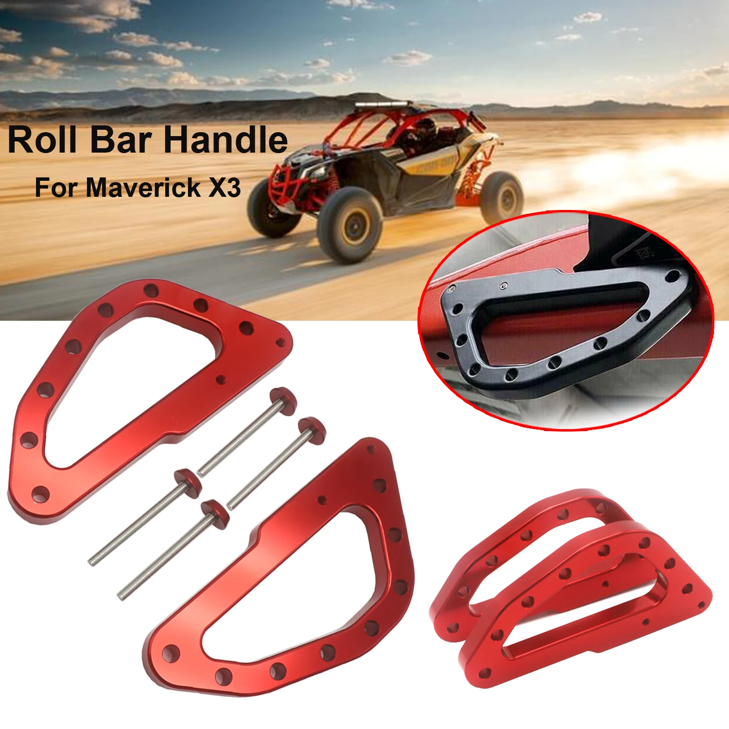 For Can-Am Maverick X3 XDS XRS XMR XRC Turbo RR X3 2017-2021 2020 2019 2018 Heavy Duty Billet Aluminum Roll Bar Grab Handles