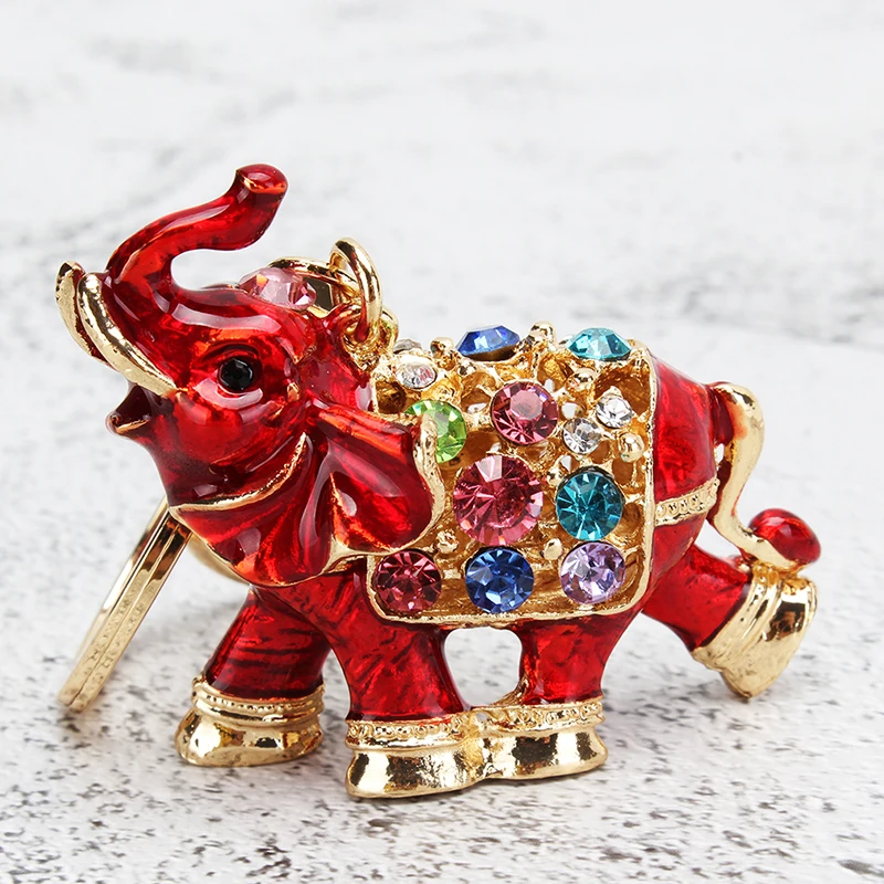 Rhinestone Elephant Keychain Car Key Holder Drop Women Bag Ornaments Pendant Small Gift