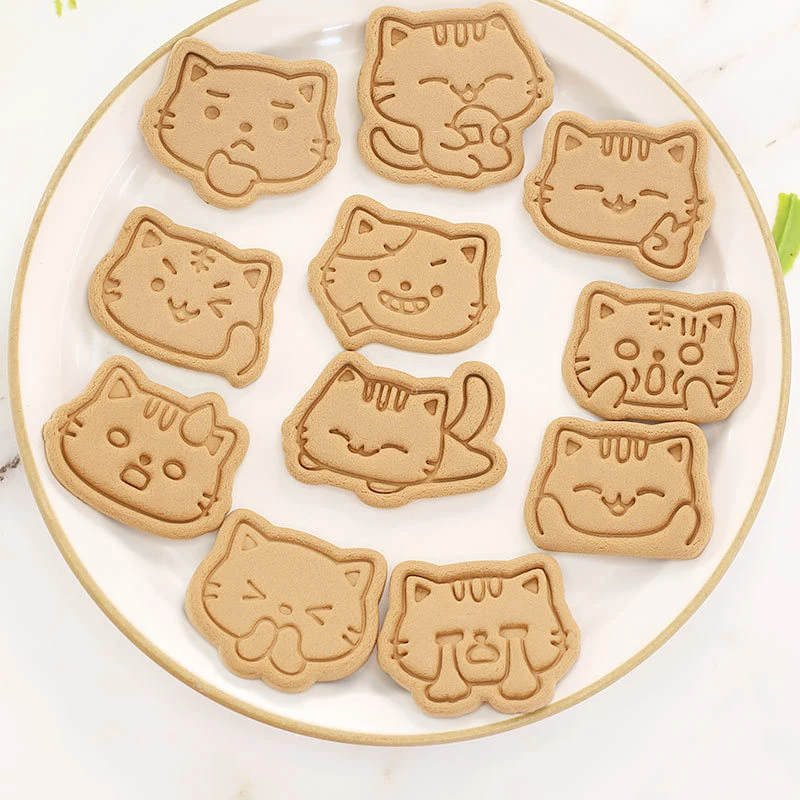 3d Biscuit Mould Cartoon Cat Claw Cat Shape Plastic Cookie Mold Diy Household Baking Cookie Press Baking Utensils Cookie Mold