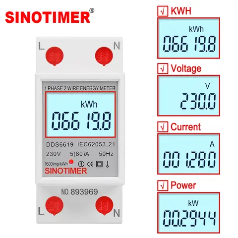 Digital Wattmeter 230V 50Hz SINOTIMER