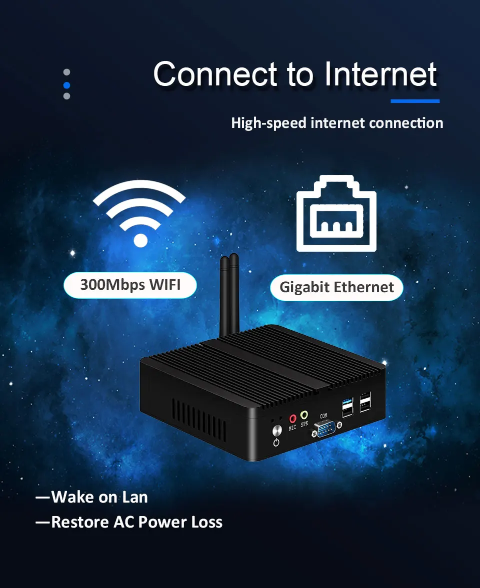 BEBEPC Fanless Mini PC Intel Celeron J6412 J1900 N2830 Dual LAN Windows 10 4 Core Industrial Mini Desktop Computer COM WiFi HTPC