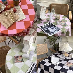 Korean Checkerboard Simple Soft Decoration Cafe Tablecloth Decorative Cloth Coffee Table for Living Room Table Cloth Rectangular