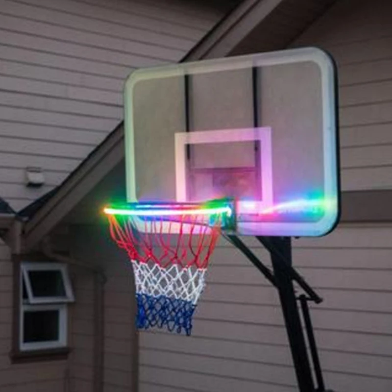 LED Hoop Light Lit Basketball Rim Night Shooting Accessories Supplies Kids Game Children Outdoor Toys Men Basketball At Night