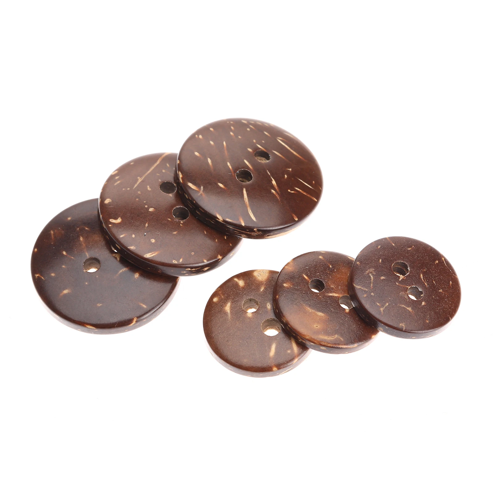 100Pcs Brown Coconut Shell 2 Holes Round Buttons Sewing Scrapbooking Clothes Craft DIY Making Decoration Button 15/20mm Diameter