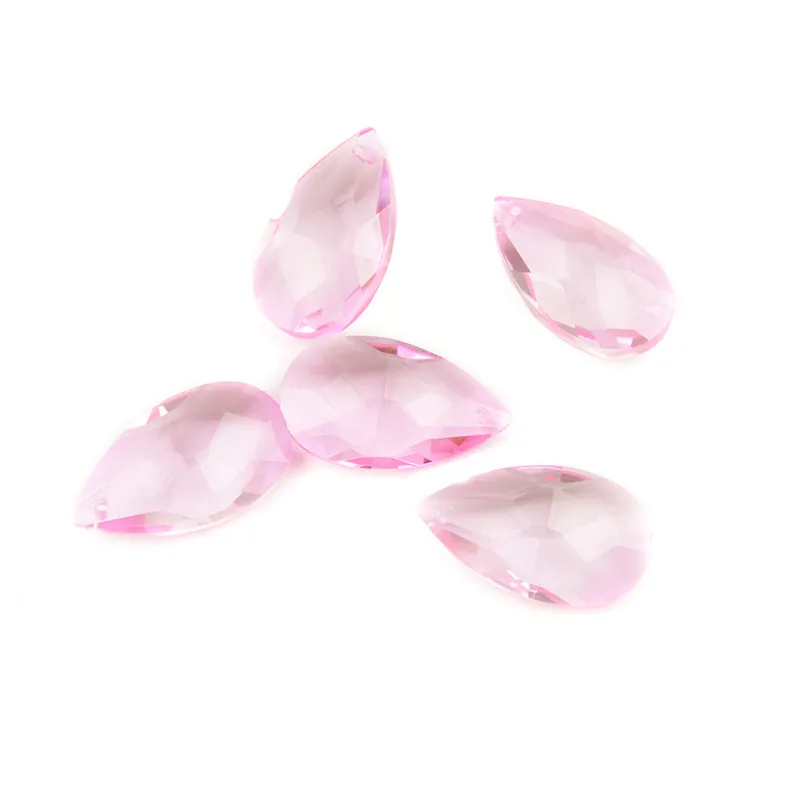 

10 Pieces Pink Color 38mm Crystal Prism Pendant Feng Shui Glass Teardrop Drop Parts Wedding Decorations Chandelier