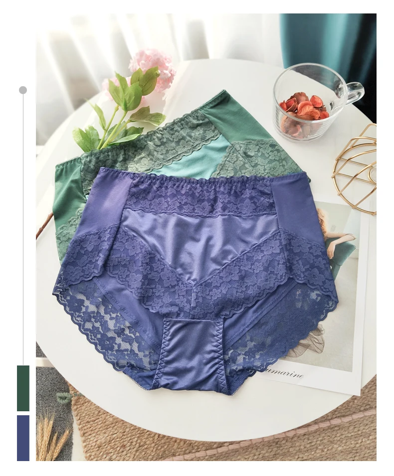 3Pcs/lot Women Panties Thin Soft High Waist Belly in Carry Buttock Sexy Lace Lingeries Underwears Sets Plus Size 5XL Briefs